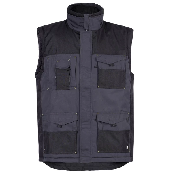 Gilets De Travail Sans Manche Gilet Sans Manche Ali North Ways Déperlant 8 Poches Gris Noir Taille L – Image 5