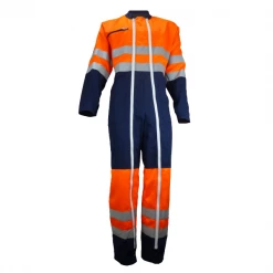 PBV Combinaison Et Cotte Hv Combinaison Double Fermeture Haute Visibilité Orange Et Marine Taille 4