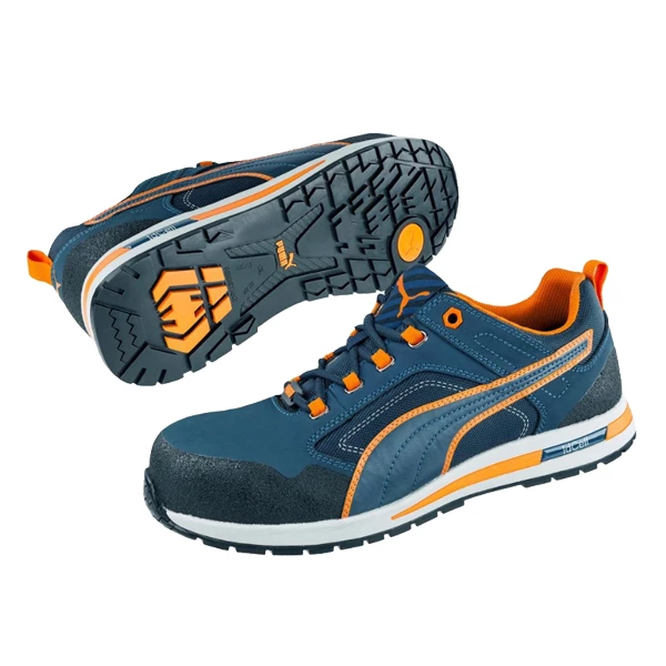 Puma Safety Chaussure De Sécurité Basse Chaussure De Sécurité S3 Puma Crosstwist Low Orange Et Bleu – Taille 42
