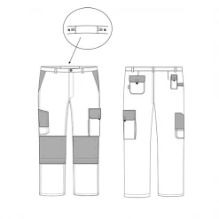 PBV Pantalon De Travail Pantalon Blanc De Travail Typhon Poches Genouillères Blanc Gris - 4XL