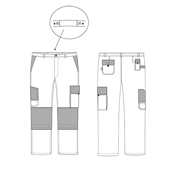 PBV Pantalon De Travail Pantalon Blanc De Travail Typhon Poches Genouillères Blanc Gris - 4XL